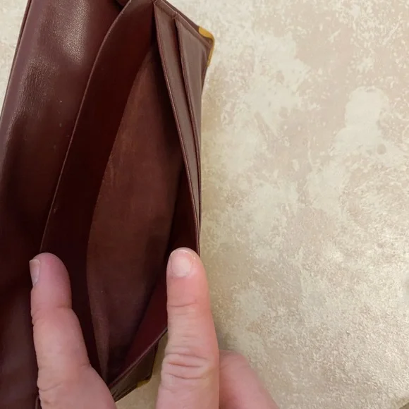 Vintage Cartier Check Organizer Bi-Fold Wallet, Burgundy Leather - Picture 11 of 14